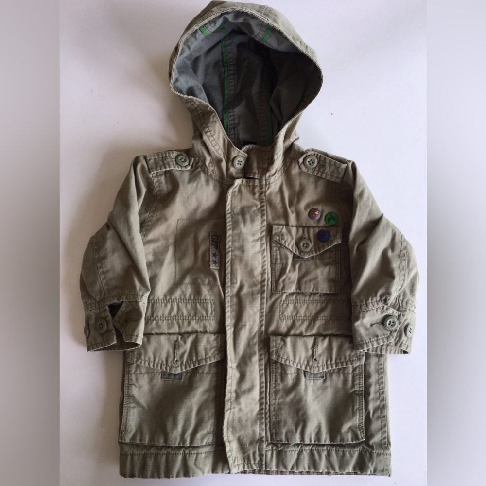 Army Green Gap Kid’s Jacket with Pin Details